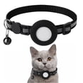 thumbnail image 4 of Collar de gato Collar de nailon reflectante Hebilla de seguridad Campana extraíble GPS Seguimiento de mascotas Collar de posicionamiento con bolsillo para soporte Airtag Negro, 4 of 10
