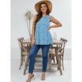 thumbnail image 2 of SHOWMALL Women's Plus Sleeveless Shirts Summer Floral Tunic Tops Blue Butterflies 3X Round Neck Casual Flowy Tank Tops Loose Fit, 2 of 7