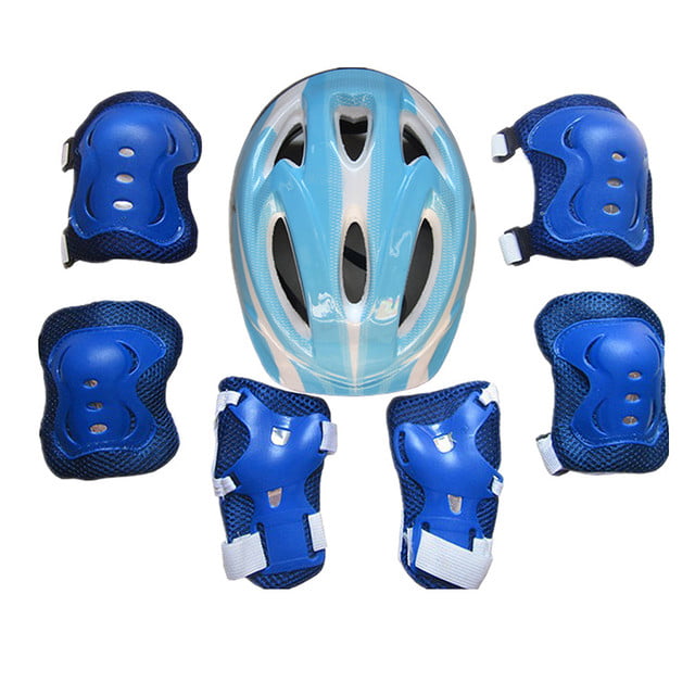 Bike 7pcs/Set Boys/Girls/Kids Safety Helmet W/ Knee+Elbow Pads Kit For Skating 