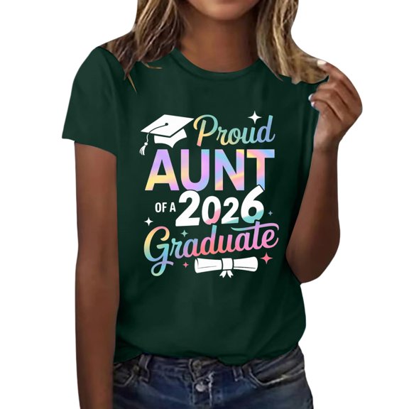 MEICHEN Graduation Gifts for Her: Women's Leisure Fashion Graduation Season Printed Short Sleeve Tshirts Womens Spring Summer Tops