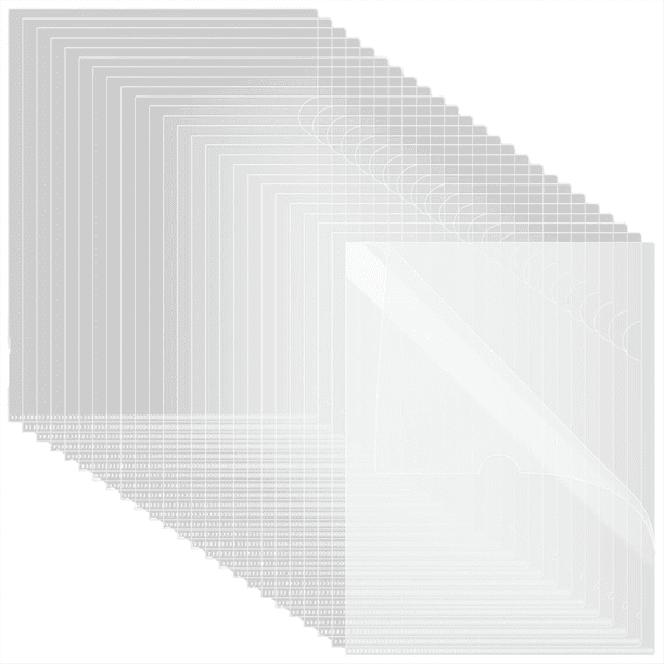 60 Carpetas de Plástico Transparente en Forma de L para Archivos, Carpetas de Seguridad para Proyectos, Carpetas con de Papel para Papel Tamaño A4/Carta