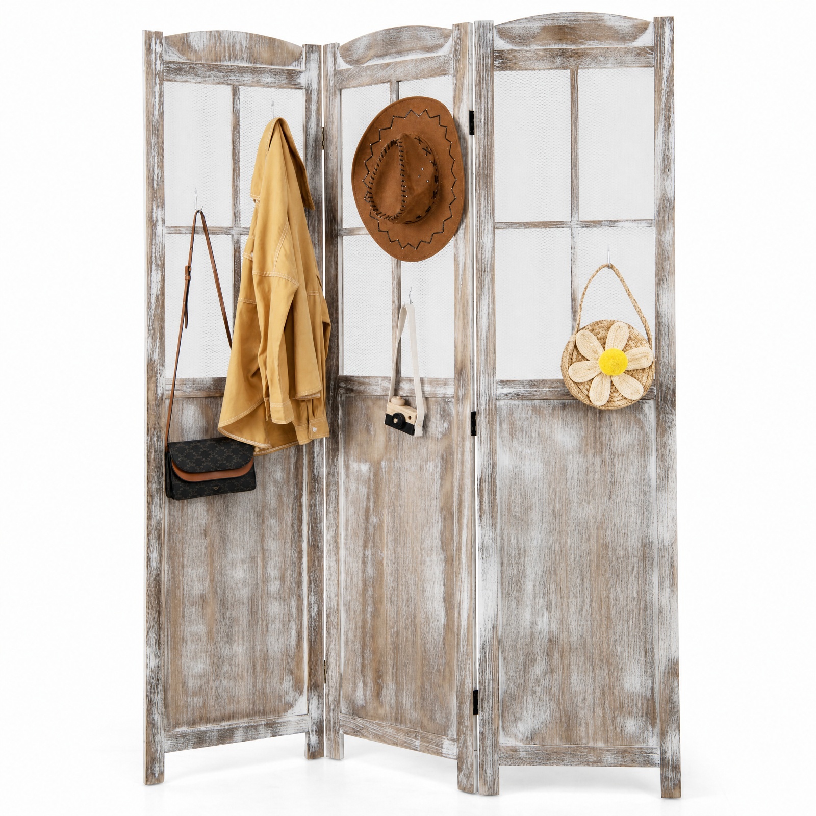 Vebreda Outdoor Privacy Screen, 6FT Folding Privacy Screen, Retro Style and Natural Tone, Transform Your Living Space, No Assembly Required
