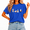 1-blue, variant on Cozymy Ghost Pumpkin Party Halloween Hand Drawn Print T-Shirt for Women Crew Neck Short Sleeve