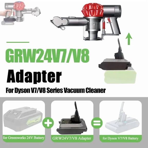 For Green*works 24V Lithium Batteries Compatible with For Dy*son V7 V8 Vacuum Cleaners Power Tools GRW24V7V8 Battery Adapter Converter