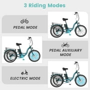 MOONCOOL Adult 24/26 Unisex 3-Wheel Tricycle, 700W Peak Motor, 7 Speeds, 36V 10.4Ah Removable Lithium Battery, 16MPH Max Speed, 40 Miles Range