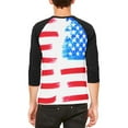 thumbnail image 2 of 4th of July Color Me American Mens Raglan T Shirt White-Black MD, 2 of 2