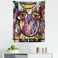 thumbnail image 1 of Abstract Tapestry, Digital Painting of a Modern Owl Sketch Animal Eyes Colorful Scribble Art, Fabric Wall Hanging Decor for Bedroom Living Room Dorm, 5 Sizes, Pink and Multicolor, by Ambesonne, 1 of 1