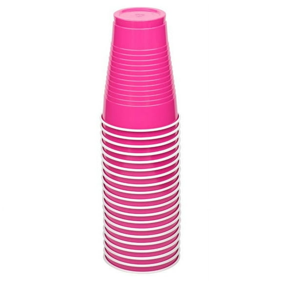 JAM Paper Plastic Cups, 12 oz, Fuchsia Pink, 20/Pack