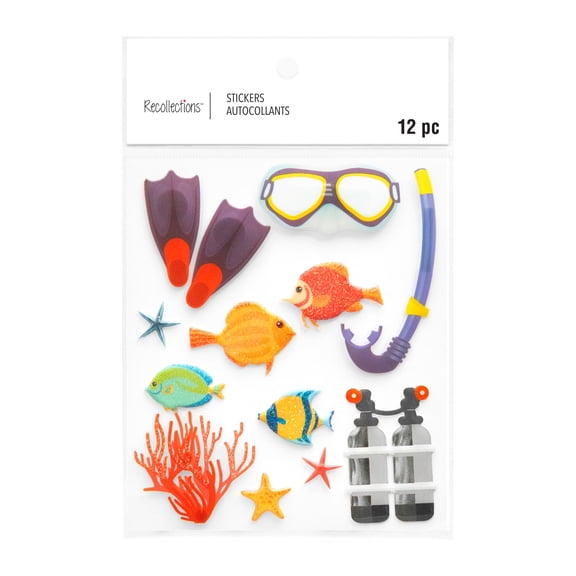 Recollections Scuba Puffy 3D Stickers, 12 Pack