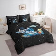 thumbnail image 3 of jejeloiu Outer Space Landscape 7-Piece Bedding Comforter Set,Cartoon Astronsut Galaxy Planet King Bedding Sets,First Letter E Bed Sheets For Boys,Super Cozy Room Decor Reversible, 3 of 8