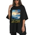 thumbnail image 4 of Plus Size Shirt for Women Oversized Black Tops for Women Short Sleeves Shirt for Women Top Mountain View1 T Shirt Crewneck Shirt for Women M, 4 of 5