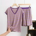 thumbnail image 2 of ZJXFGS Womens Summer Pajamas, Pajama Sets for Women 2 Piece, Women's Shorts Short Sleeves Casual Two Piece Pajamas Casual Suit, Summer Pjs for Women Set Purple 4XL, 2 of 9