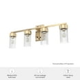 thumbnail image 6 of Hunter - Gatz 4-light Alturas Gold, Medium Size Vanity Light, Dimmable, Modern Style, for Bedrooms, Kitchens, Dining, Living Rooms - 19686, 6 of 6