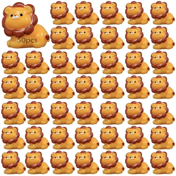 50 Pack Resin Mini Lion Figurines Bulk - Tiny Wild Animals Decor | Micro Landscape Fairy Dollhouse Ornament for Fairy Gardens, Creative Projects, Plant Pots, Bonsai Craft Decor
