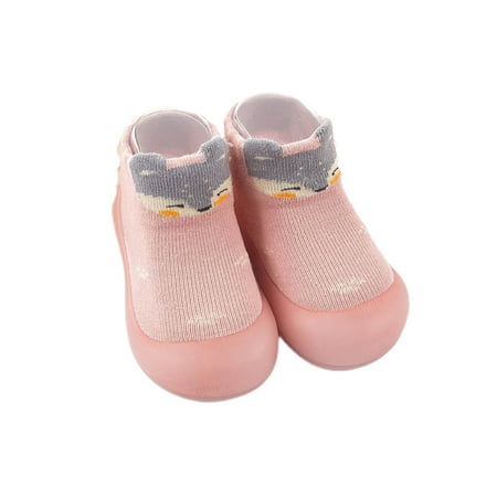 

Colisha Girls Boys Socks Rubber Sole Floor Sock Shoes First Walking Slippers Indoor Non-Slip Home Shoe Prewalker Slipper Pink 7C