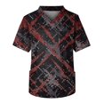 thumbnail image 1 of LINMOUA Plus Size Halloween Printed Scrub Working Uniform Tops For Men's Cross V-Neck Short Sleeve Fun T-Shirts Workwear Tee With Pockets, 1 of 3