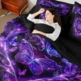thumbnail image 4 of Castle Fairy Flying Purple Butterfly 7-Piece Twin Bedding Sets for Teens Women Girls,Love Heart Print Bedding Comforter Set,Romantic Vintage Breathable Sheet Sets,Breathable Home Decor, 4 of 8