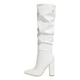 thumbnail image 6 of Block High Heel Boots for Women Slouchy Leather Mid Calf Boots Pointed Toe Pumps Knee High Boots, 6 of 7