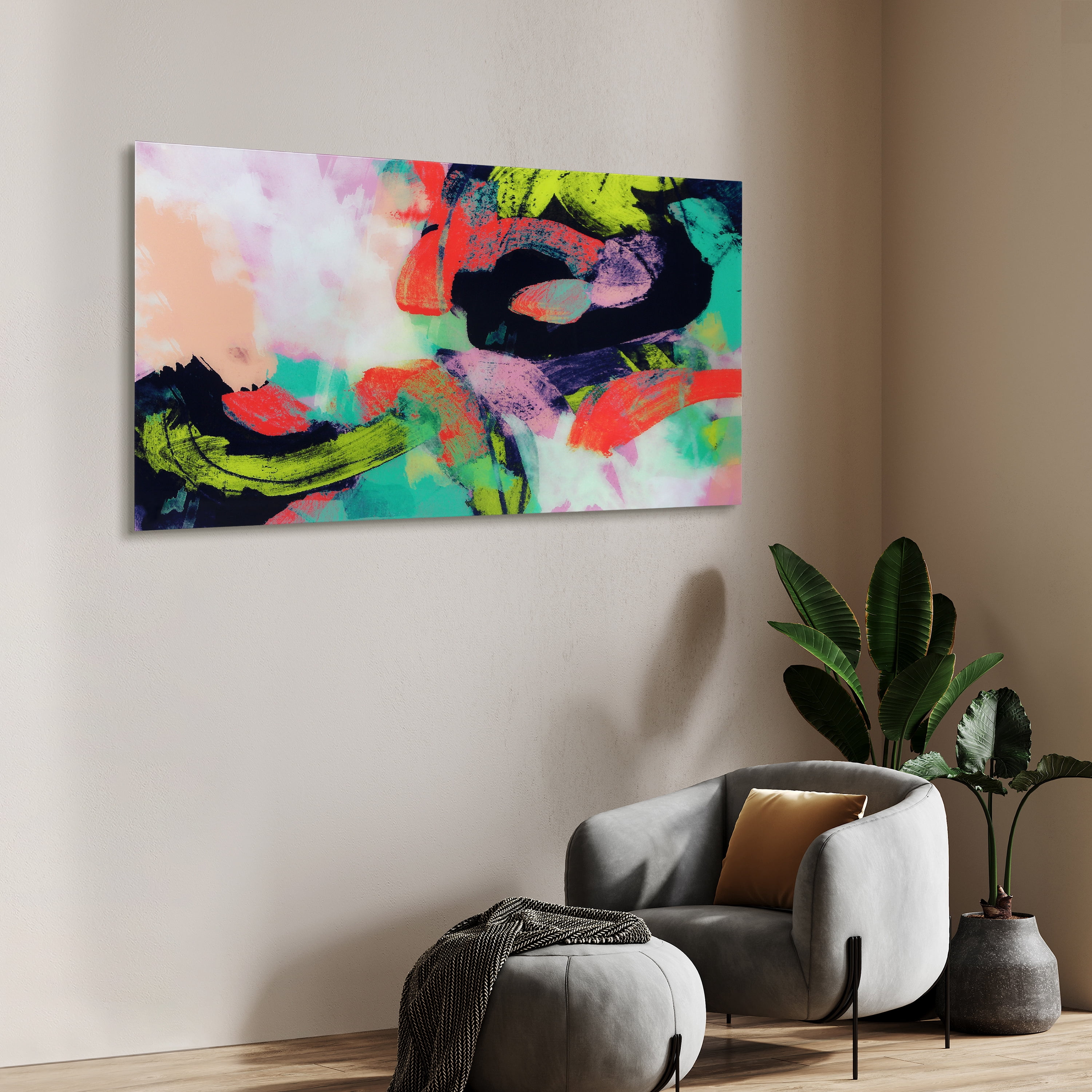 Empire Art Direct Colorful Frameless Free Floating Tempered Glass Panel Graphic Wall Art, 72" x 36", Ready to Hang