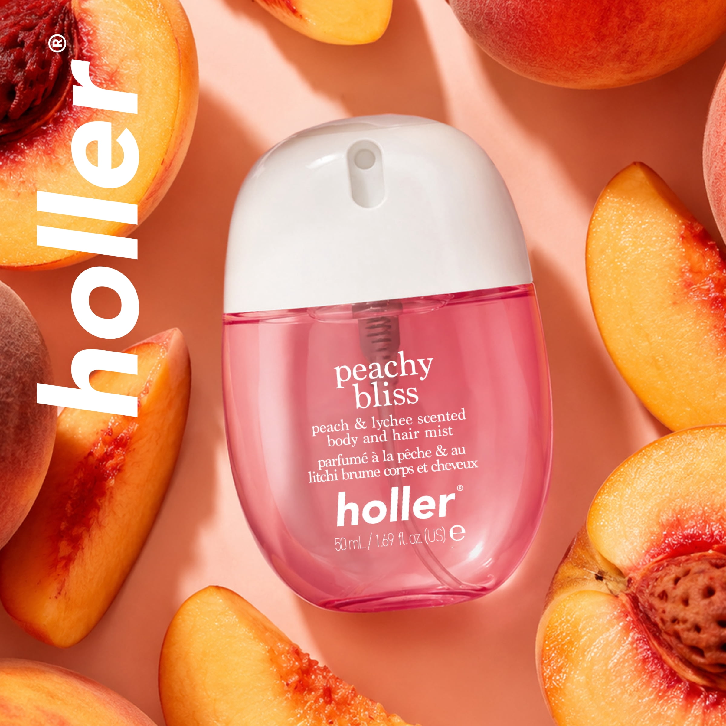 Holler Peachy Bliss Peach Scented Body and Hair Fragrance Mist, 1.69 fl oz