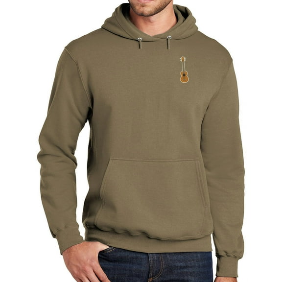 Mens UKULELE UKE Patch Hoodie Sweatshirt, 3XL Coyote Brown