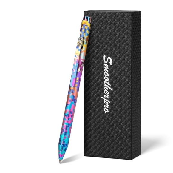 SMOOTHERPRO Bolt Action Pen, Titanium Ballpoint Pen with Black Ink, Compatible with Pilot G2 Refills for Writing, Journaling, Left-Handed Friendly