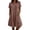 Brown, variant on Womens Casual Button Down Dress, Loose Flowy Short Sleeve Tunic Dress, Elegant Work Office Vacation Dress with Pockets, S-2XL