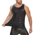 thumbnail image 2 of Men Shiny Leather Tank Top, Soft Matte Leather, Male Leather Casual Vest, 2 of 6