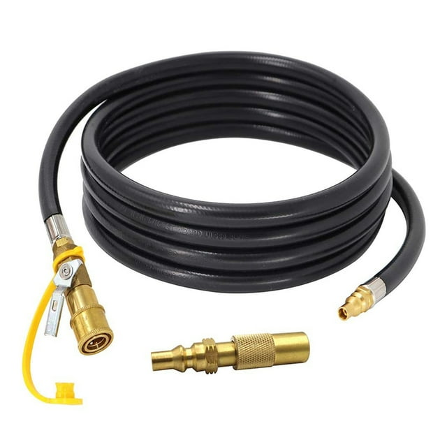 12FT Quick Connect RV Propane Hose with 1/4'' RV Quick Connect Fitting for 17”/22” Blackstone Tabletop Grill Low Pressure Hose 1/4''Shutoff Valvex1/4''Male Full Flow Plug