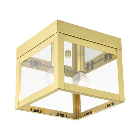 

Livex Lighting 20588 Nyack 2 Light 8 Wide Flush Mount Square Ceiling Fixture - Brass