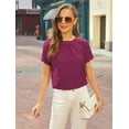 thumbnail image 3 of Airmenty Women's Work Tops Business Casual Round Neck Short Sleeve Swiss Dots Blouses Shirts, 3 of 5