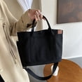 thumbnail image 3 of Bolso de mano unisex de lona para barco bolso de compras grande bolso cruzado sólido negro, 3 of 9
