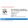 thumbnail image 2 of Rear Brake Pad Set - Compatible with 2012 - 2015 Mercedes-Benz ML63 AMG 2013 2014, 2 of 2