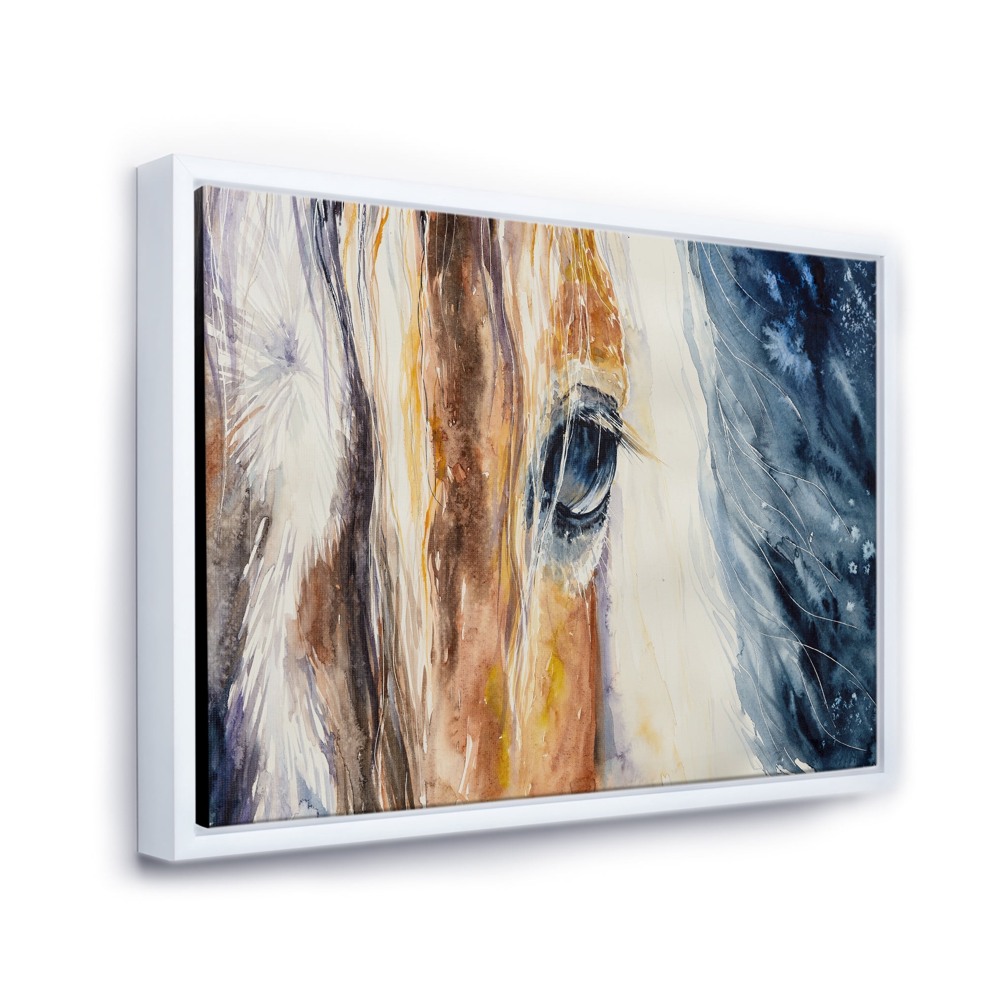 Designart 'Abstract Close-Up of A Beautiful Horses Eye I' Farmhouse Framed Canvas Wall Art Print