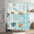 thumbnail image 3 of Beach Seashell Shower Curtain Nautical Coastal Shell Starfish Shower Curtains for Bathroom Marine Ocean Waterproof Polyester Fabric Bathroom Decor Curtain with Hooks 72x72 Inches, 3 of 6
