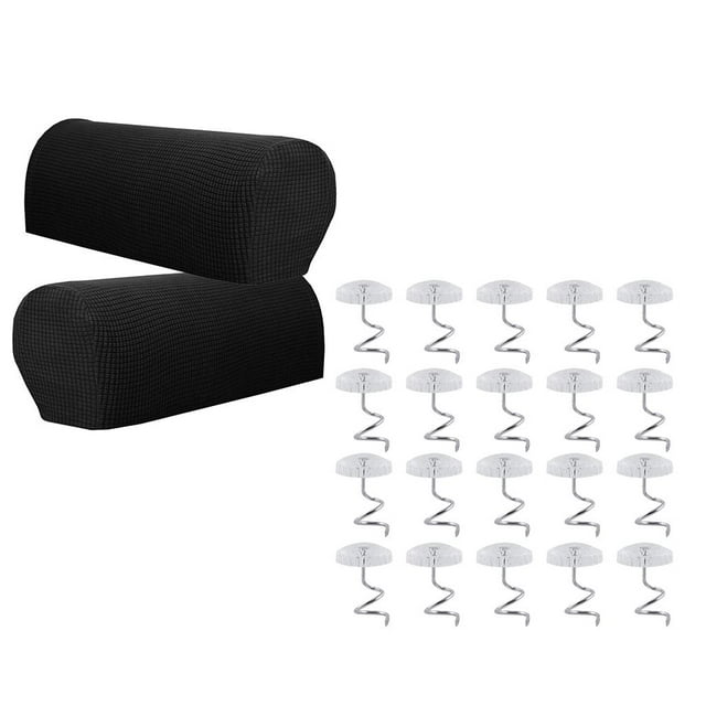 para Cubiertas de 1 pares Accesorio de Poliéster con Funda a de Apoyabrazos Negro