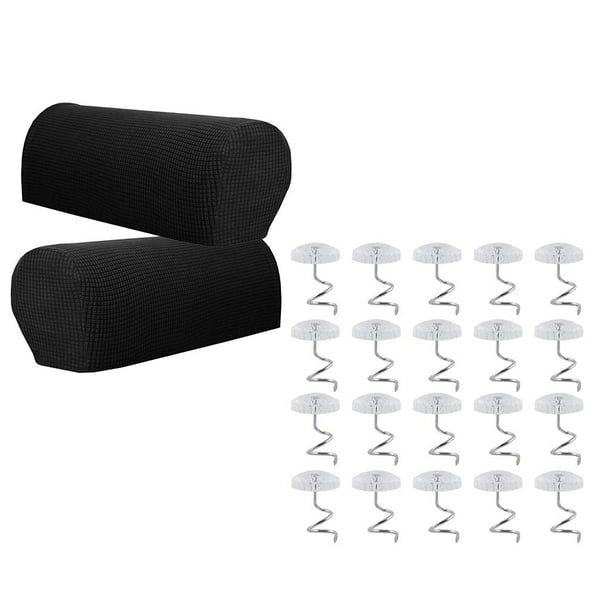 para Cubiertas de 1 pares Accesorio de Poliéster con Funda a de Apoyabrazos Negro