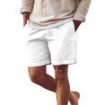 thumbnail image 3 of Mens Casual Cotton Linen Casual Elastic Waist Drawstring Lightweight Summer Beach Vacation Yoga Golf Shorts with Pockets White Xl, 3 of 5