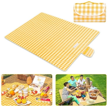TSV Large Picnic Blanket, Waterproof Sandproof Outdoor Picnic Mat Portable Camping Rug, Yellow
