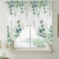 thumbnail image 2 of Green Eucalyptus Leaves Swag Curtains for Kitchen/Bedroom/Living Room, Summer Botanical Watercolor Daisy Scalloped Curtains 63 Inch Long, Window Swag Topper Curtains Valances 2 Panels Set 36"x63", 2 of 8