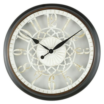 Mainstays 10" Indoor Round White & Oil Rubbed Bronze Analog Arabic Number Wall Clock