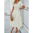 thumbnail image 4 of Yesfashion Women's 2025 Summer Dress Polka Point Regular Short-Sleeve V-Neck Swing Dresses, 4 of 9