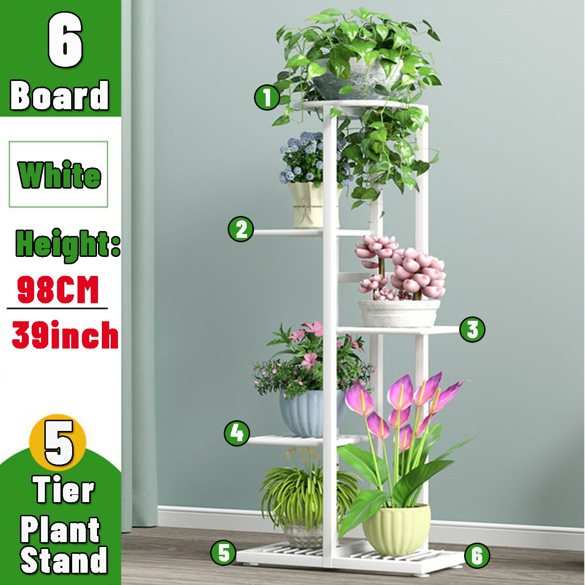 6 Tier Metal Plant Stand & Flower Pot Holder Garden Home Office Indoor 