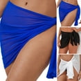thumbnail image 4 of Women Mesh Yarn Cover-up Skirt Thin See-through Sunscreen Swimsuit Cover-up Beach Bikini Wrap Sheer Short Skirt, 4 of 7