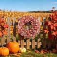 thumbnail image 5 of Bcylexb Fall Fabric Maple Leaf Wreaths for Front Door, 17.7" Autumn Ruffled Ribbon Wreath Harvest Hanging Door Decor for Thanksgiving Wall Window Home, 5 of 6