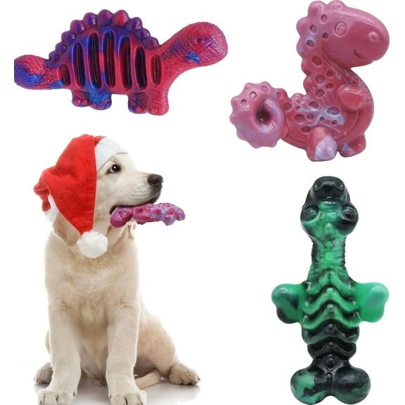 Magicorange Dog Chew Toys for Aggressive Chewers, Nylon Tough Dog Toys (Dinosaur Shaped, 3 Pack)