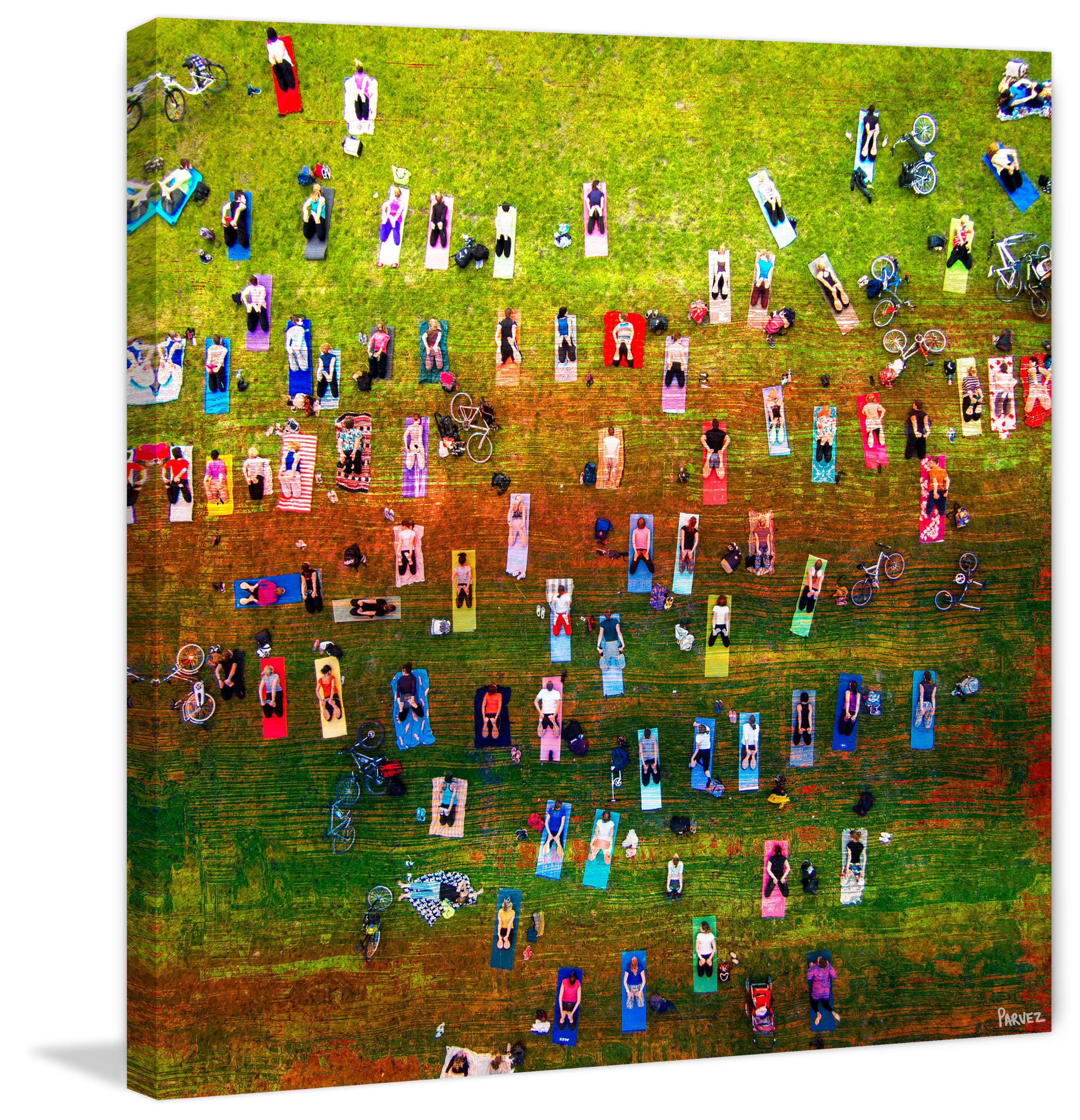 "Group Yoga" Painting Print on Wrapped Canvas