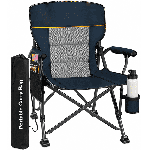 Camping Chairs Clearance for Adults, Portable Folding Lawn Chairs for Outdoor, Dark Blue