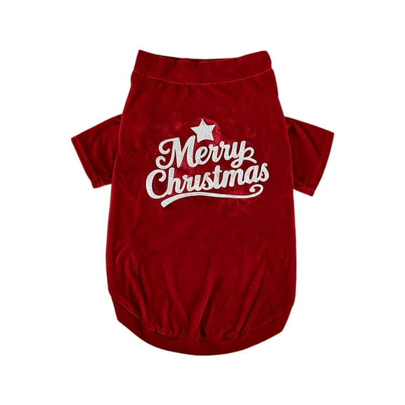 Christmas Dog Shirt for Medium & Large Dogs – Red Polyester Pet Outfit for Holiday Parties, Autumn & Winter Casual Puppy Clothing, M
