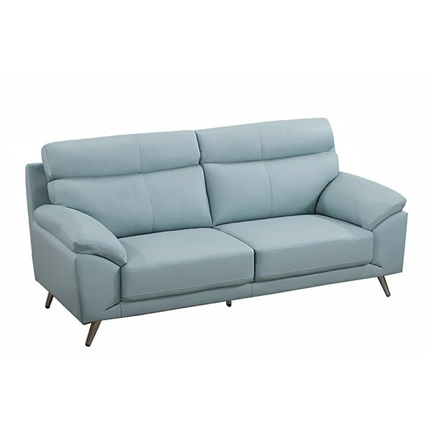 American Eagle Furniture Modern Leather, Light Blue Leather Sofa